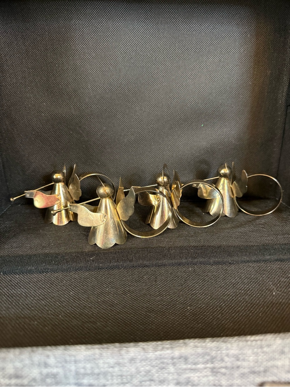 Vintage Set of 4 Brass Angel with Trumpets Napkin Rings OSK